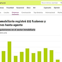 El sector inmobiliario registr 332 fusiones y adquisiciones hasta agosto